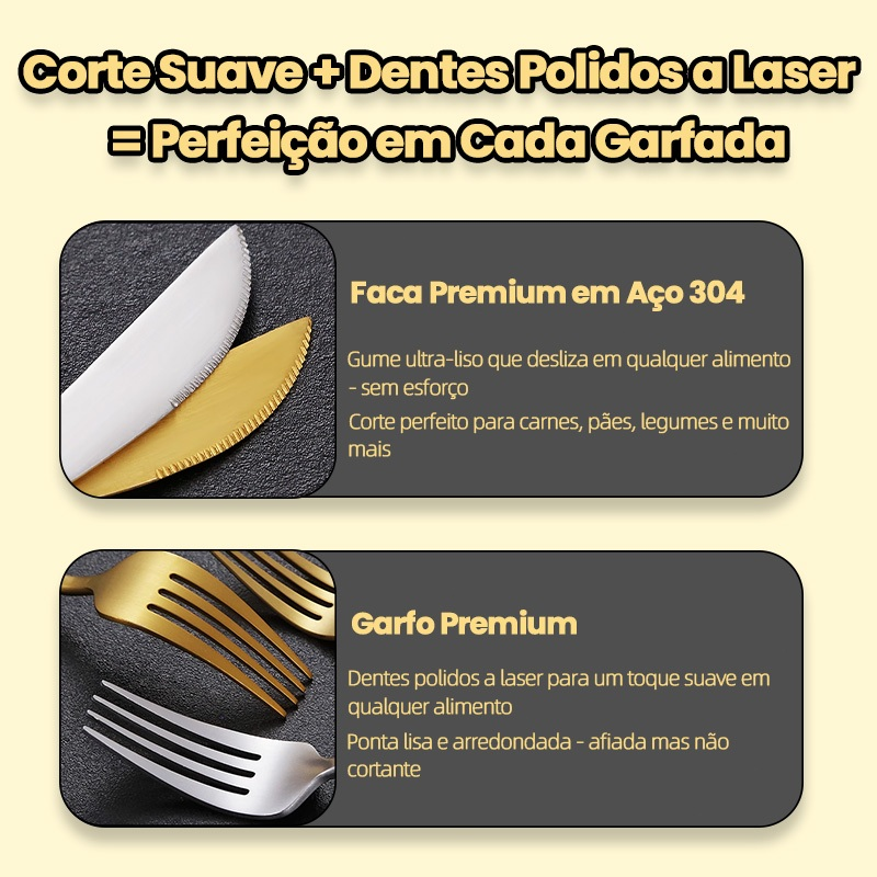 AICOOL 24 Jogo De Talheres Inoxidável 416 Suprimentos De Cozinha Talheres de Dourados Talheres