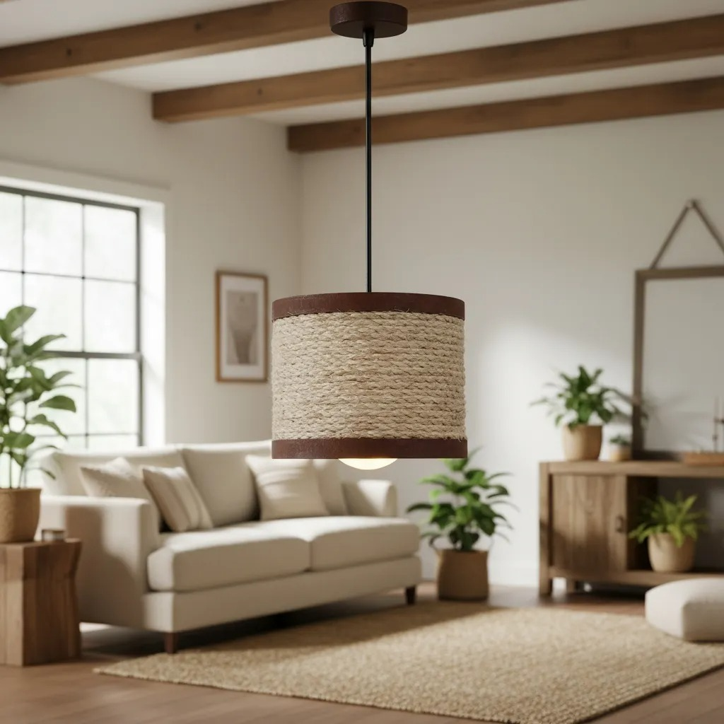 Luminária Mini Pendente Lustre Madeira Retrô Vintage 17cm