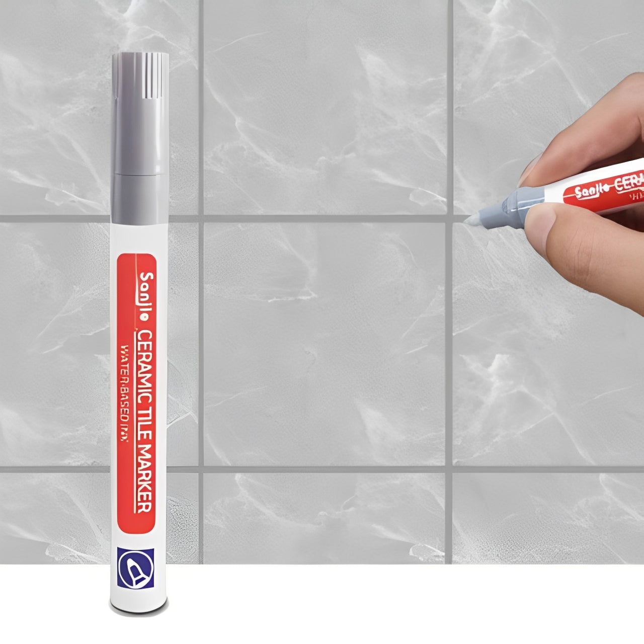 Caneta Magica de Rejunte Permanente Anti-Mofo Bege e Cinza