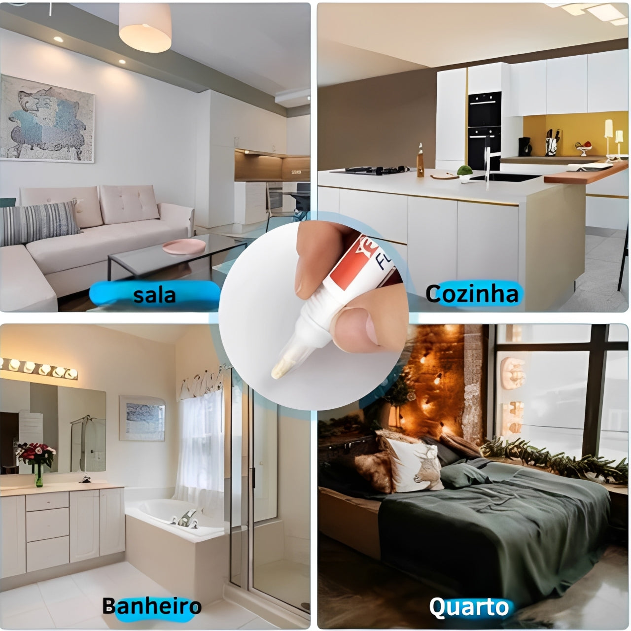 Caneta Magica de Rejunte Permanente Anti-Mofo Bege e Cinza