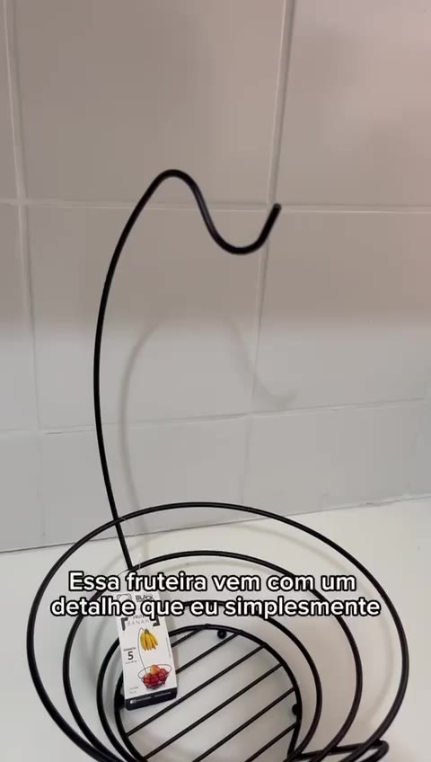 Fruteira Aramada Redonda Com Suporte Cesta Para Banana Arthi Preta Black Cesta Organizador De Frutas