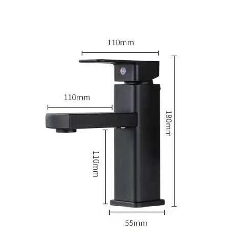 Torneira quadrada preta quente e fria torneira de armário de banheiro preto torneira de pintura de furo único
