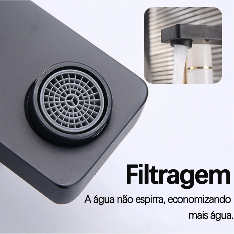 Torneira quadrada preta quente e fria torneira de armário de banheiro preto torneira de pintura de furo único