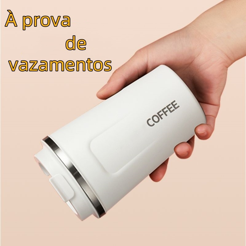 Caneca Copo Café Coffee Isolado Dupla Térmico Aço Inoxidável 510ML Anti-vazamento