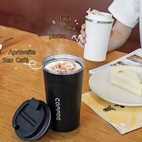 Caneca Copo Café Coffee Isolado Dupla Térmico Aço Inoxidável 510ML Anti-vazamento