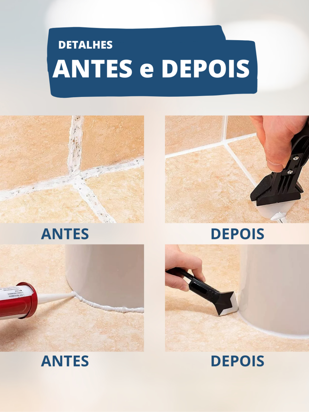 Espátula Para Aplicar e Raspar Rejunte Aplicação Silicone Plástico Raspador Remover Silicone Velho Multiuso 3 em 1 Parede Argamassa Insulfilm Epóxi Ferramenta de Limpeza e Acabamento Piso Massa Calafetagem Remove Rebarba Lâmina de Aço Inoxidável 50mm