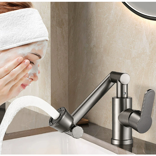 Torneira de 1080° graus giratória de água quente e fria torneira de cozinha moderna giratória para casa-Com mangueira