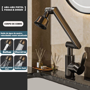 Torneira de 1080° graus giratória de água quente e fria torneira de cozinha moderna giratória para casa-Com mangueira