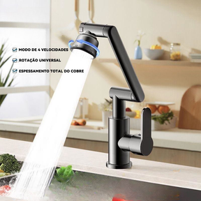 Torneira de 1080° graus giratória de água quente e fria torneira de cozinha moderna giratória para casa-Com mangueira