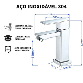 Torneira Banheiro Preta SquareLux