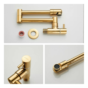 Torneira Gourmet De Pia Cozinha Parede Flexível 1/4V Dourado Brilhante Yesop