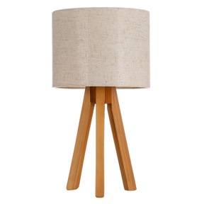 Abajur De Madeira Rustico Tripe Luminaria De Mesa Bivolt