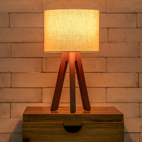 Abajur De Madeira Rustico Tripe Luminaria De Mesa Bivolt