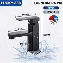 Torneira Banheiro Preta SquareLux