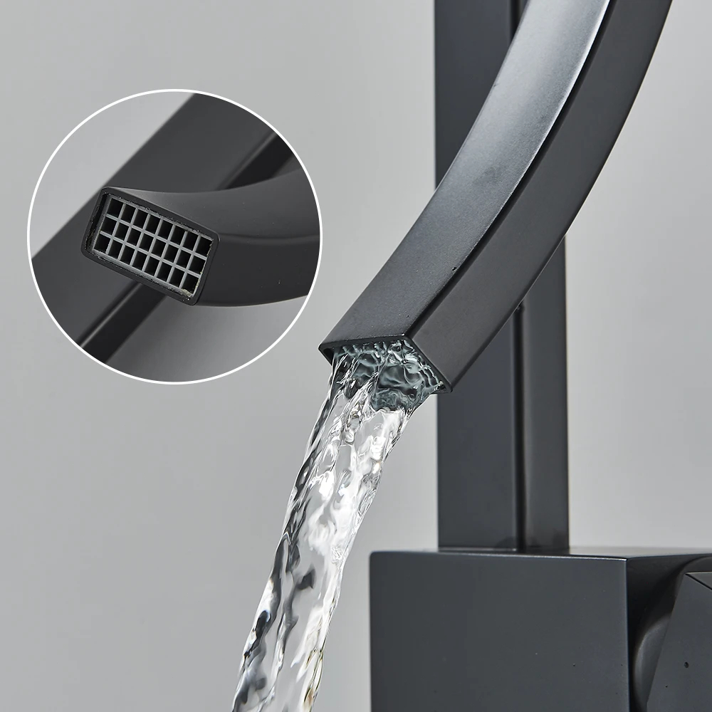 Quadrada Torneira Banheiro Dourada Quente E Fria Torneira De Lavabo Armário Preto Torneira