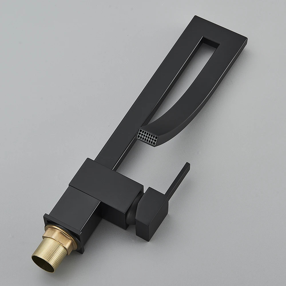 Quadrada Torneira Banheiro Dourada Quente E Fria Torneira De Lavabo Armário Preto Torneira