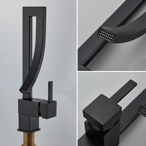 Quadrada Torneira Banheiro Dourada Quente E Fria Torneira De Lavabo Armário Preto Torneira