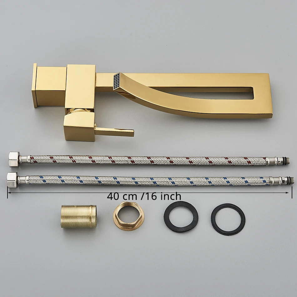 Quadrada Torneira Banheiro Dourada Quente E Fria Torneira De Lavabo Armário Preto Torneira