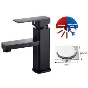 Torneira Banheiro Preta SquareLux