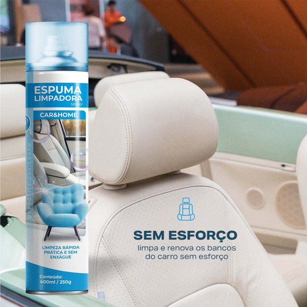 Limpa Tênis Espuma Mágica Limpadora á Seco Spray para Carro e Casa 400ml - Etaniz