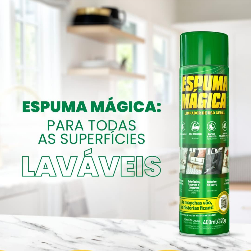 Espuma Mágica Limpador Multiuso a seco Limpa Estofados Tenis Fogão Box Airfryer Spray