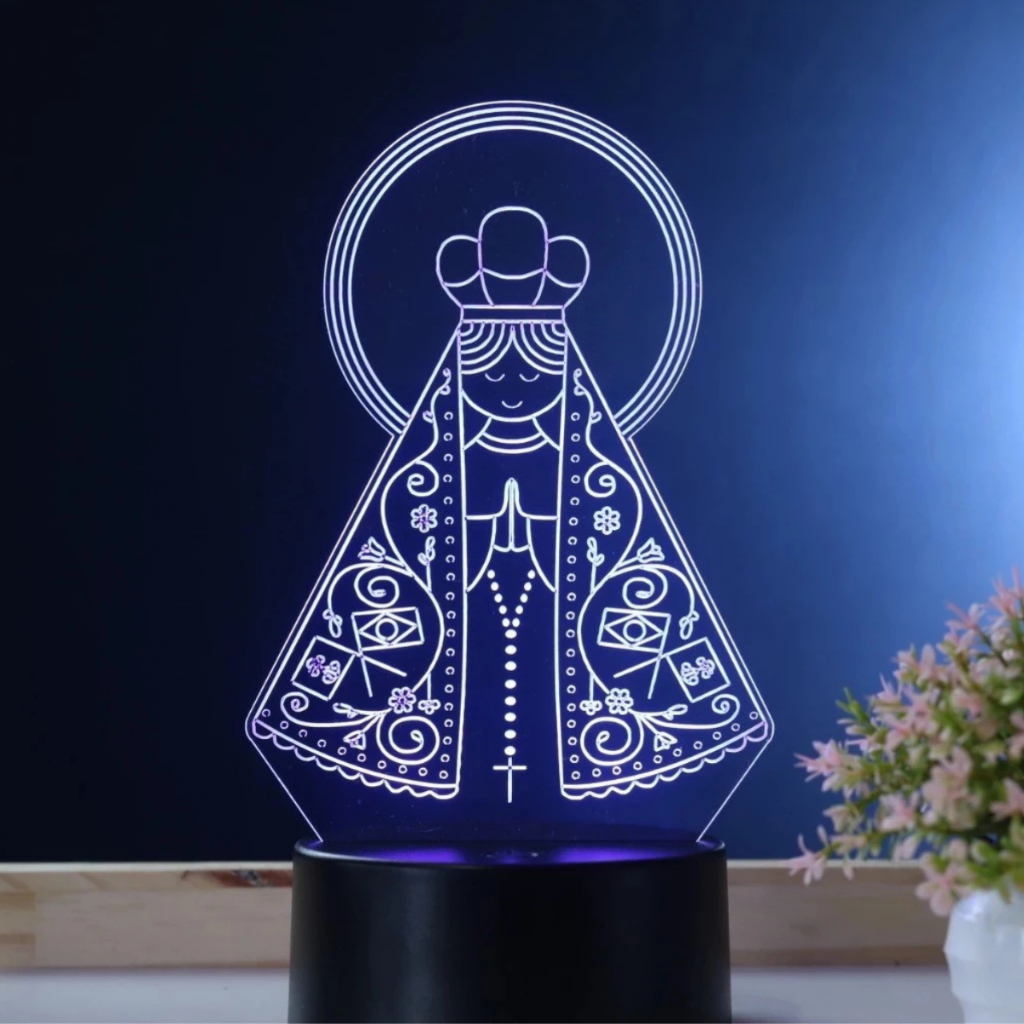 Luminária Abajur 3D Led Acrílico De Mesa Criativo Tomada 3 Cores Branco e Preto 110/220v