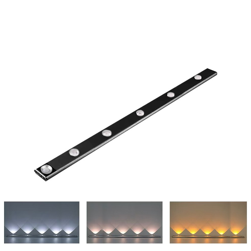 Luzes De Armário LED Sem Fio Magnéticas Ajustáveis De 3 Cores com Sensor