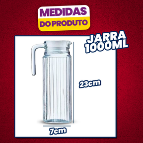 Kit 2 Jarras De Vidro Suíça 1 Litro Jarra Para Suco Água Vidro Resistente - COMPRE 1 LEVE 2
