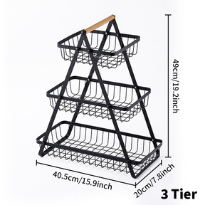Fruteira De Mesa Organizador De Frutas Cesto Metal Aramado Multiuso Frutas Legumes Luxo Premium 2 - 3 Andares
