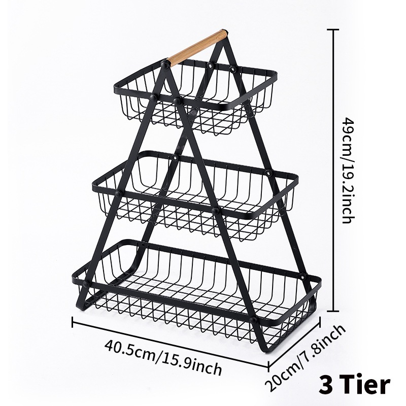 Fruteira De Mesa Organizador De Frutas Cesto Metal Aramado Multiuso Frutas Legumes Luxo Premium 2 - 3 Andares