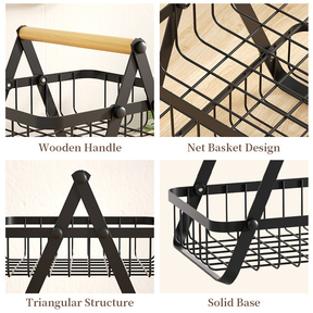 Fruteira De Mesa Organizador De Frutas Cesto Metal Aramado Multiuso Frutas Legumes Luxo Premium 2 - 3 Andares
