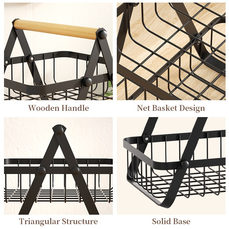 Fruteira De Mesa Organizador De Frutas Cesto Metal Aramado Multiuso Frutas Legumes Luxo Premium 2 - 3 Andares