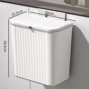 Lixeira Suspensa Com Tampa 9 Litros Suporte De Adesivos E Alça De Pentura Para Cozinha E Banheiro