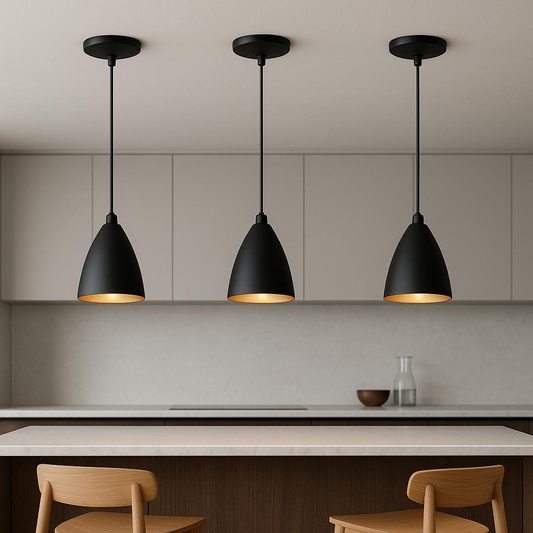 Kit 3 Luminárias Modernas Pendentes Sala Jantar De Teto Preta