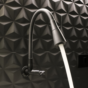 Torneira De Cozinha FLEXÍVEL PRETO FOSCO De Parede Luxuosa Design Lavatório Resistente