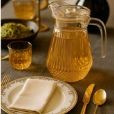 Conjunto de 1 Jarra de Vidro Âmbar com Tampa e 6 Copos – 7 Peças – Design Sofisticado e Resistente