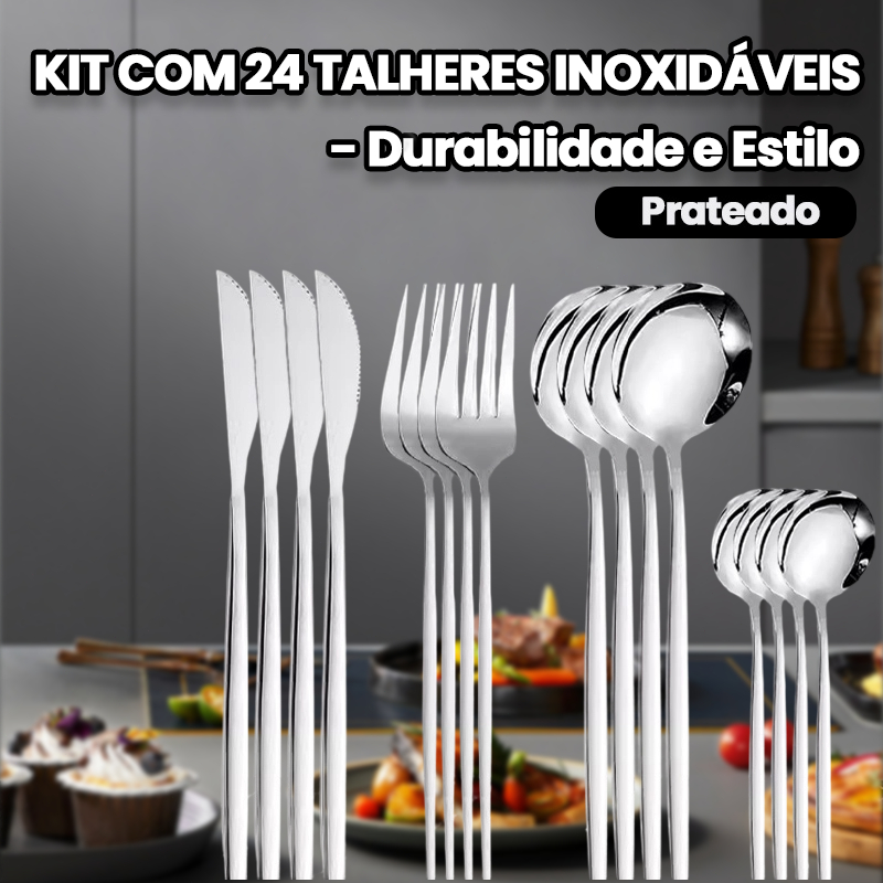 Kit 24 Jogo De Talheres Inoxidável