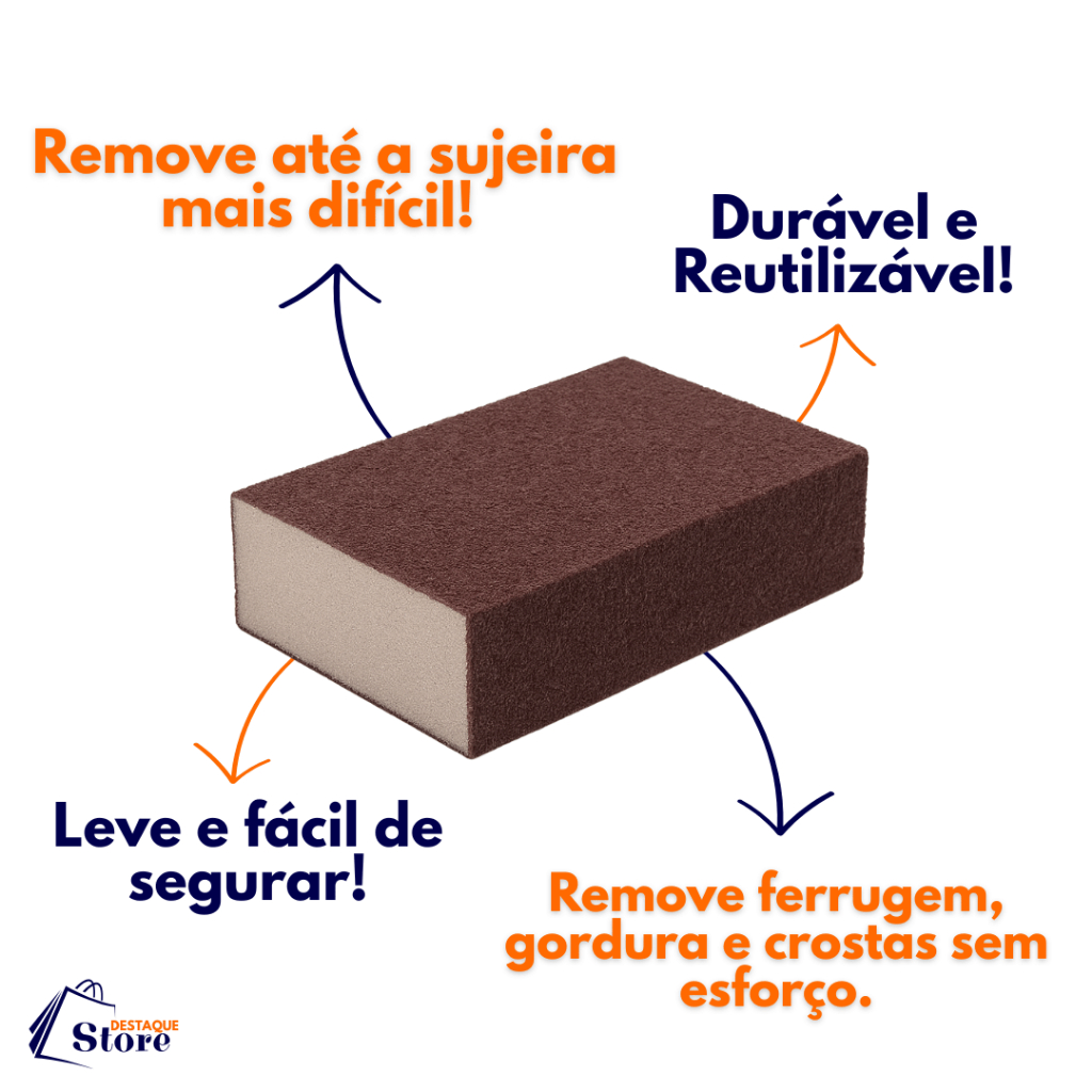 Kit 12 Esponja Magica Limpeza Pesada Tira Manchas Ferrugem Riscos