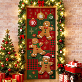 Capa de Porta Decoração Natal Em Tecido Sublimado Retangular Veste Porta C/Elástico