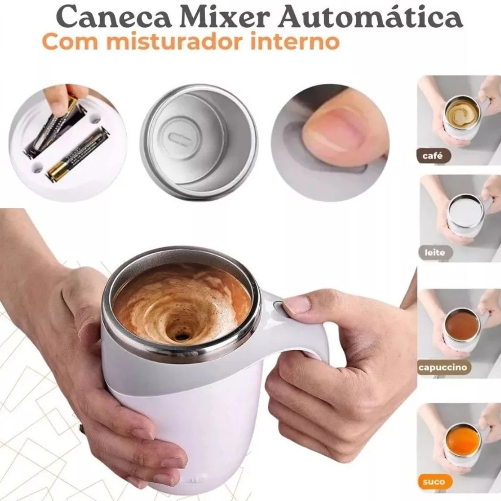 Caneca Misturadora Automática Elétrica USB Bateria Recarregável Mixer Café 380ml