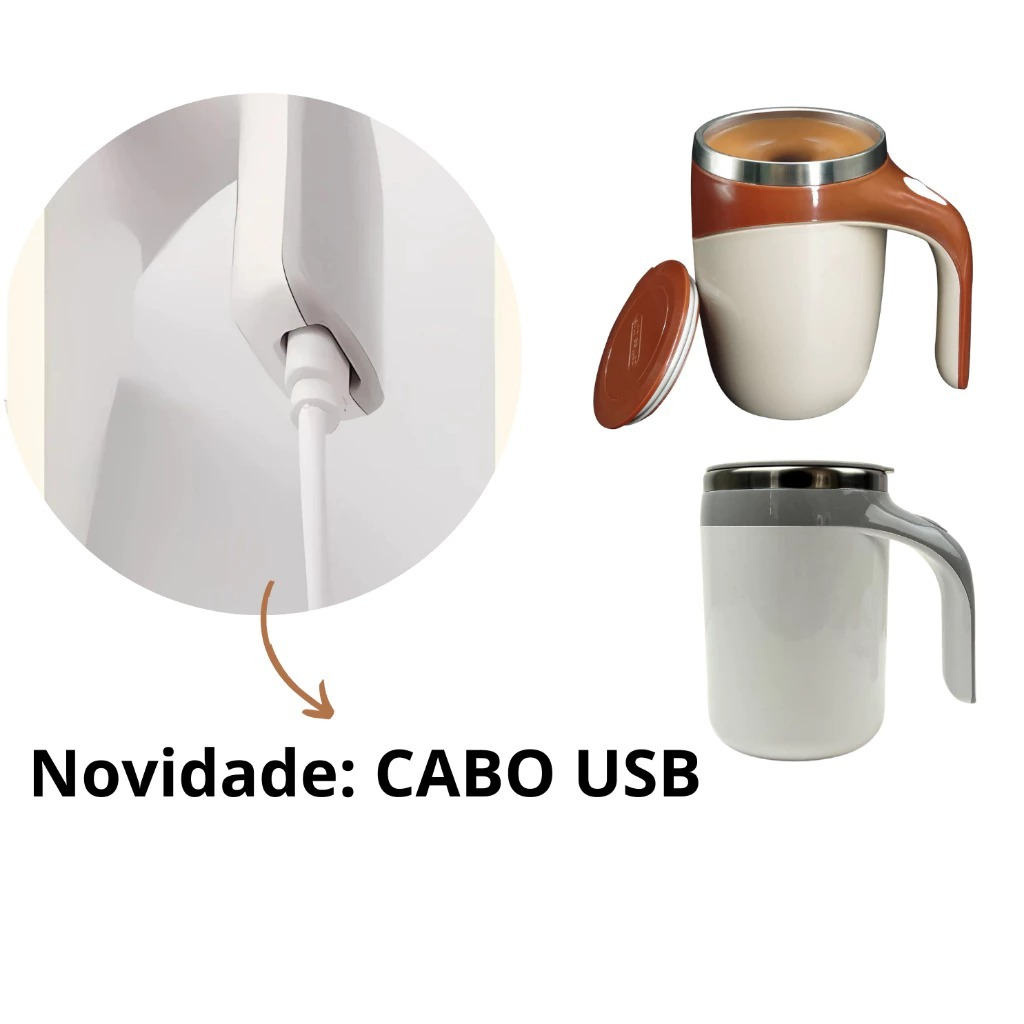 Caneca Misturadora Automática Elétrica USB Bateria Recarregável Mixer Café 380ml
