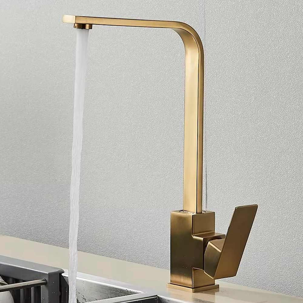 Torneira Gourmet Cozinha Monocomando Misturador Dourada Preta Prata Aço Inox Luxo Dourado Escovado