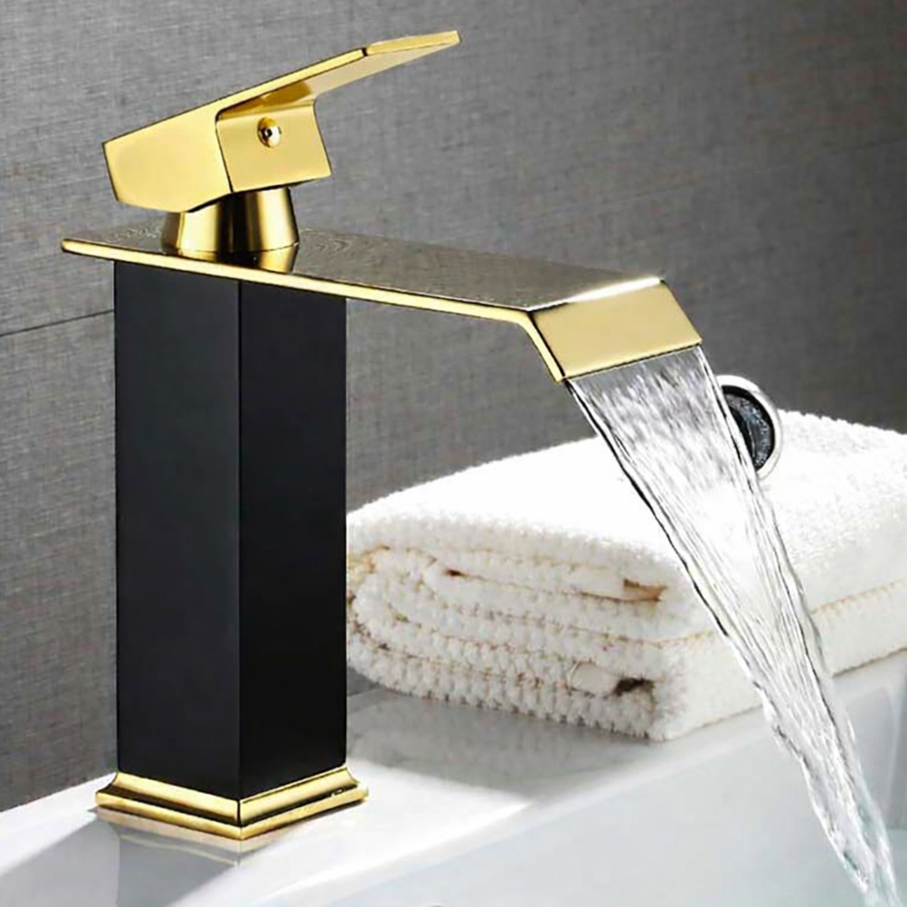 Torneira Pia Banheiro Dourada Preta Lavatorio Misturador Monocomando Luxo Bica Baixa 18cm Yesop