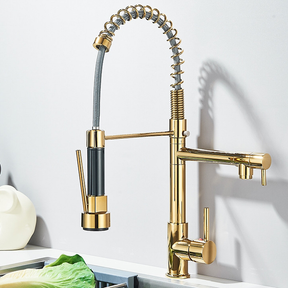 Torneira Cozinha Gourmet Com Spray Extensor Dourado