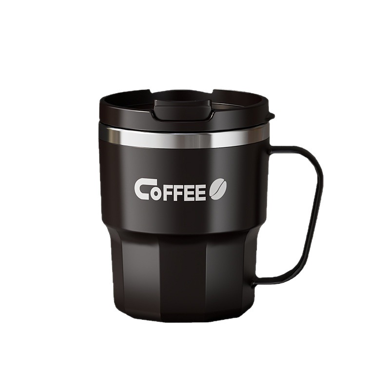 Caneca De Café de Aço Inox Copo Térmica 400ml Capa Resistente Ao Calor Alça Criativa Escritório Casa