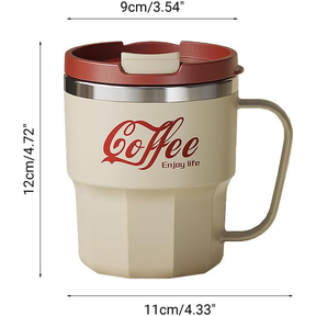 Caneca De Café de Aço Inox Copo Térmica 400ml Capa Resistente Ao Calor Alça Criativa Escritório Casa