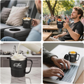 Caneca De Café de Aço Inox Copo Térmica 400ml Capa Resistente Ao Calor Alça Criativa Escritório Casa