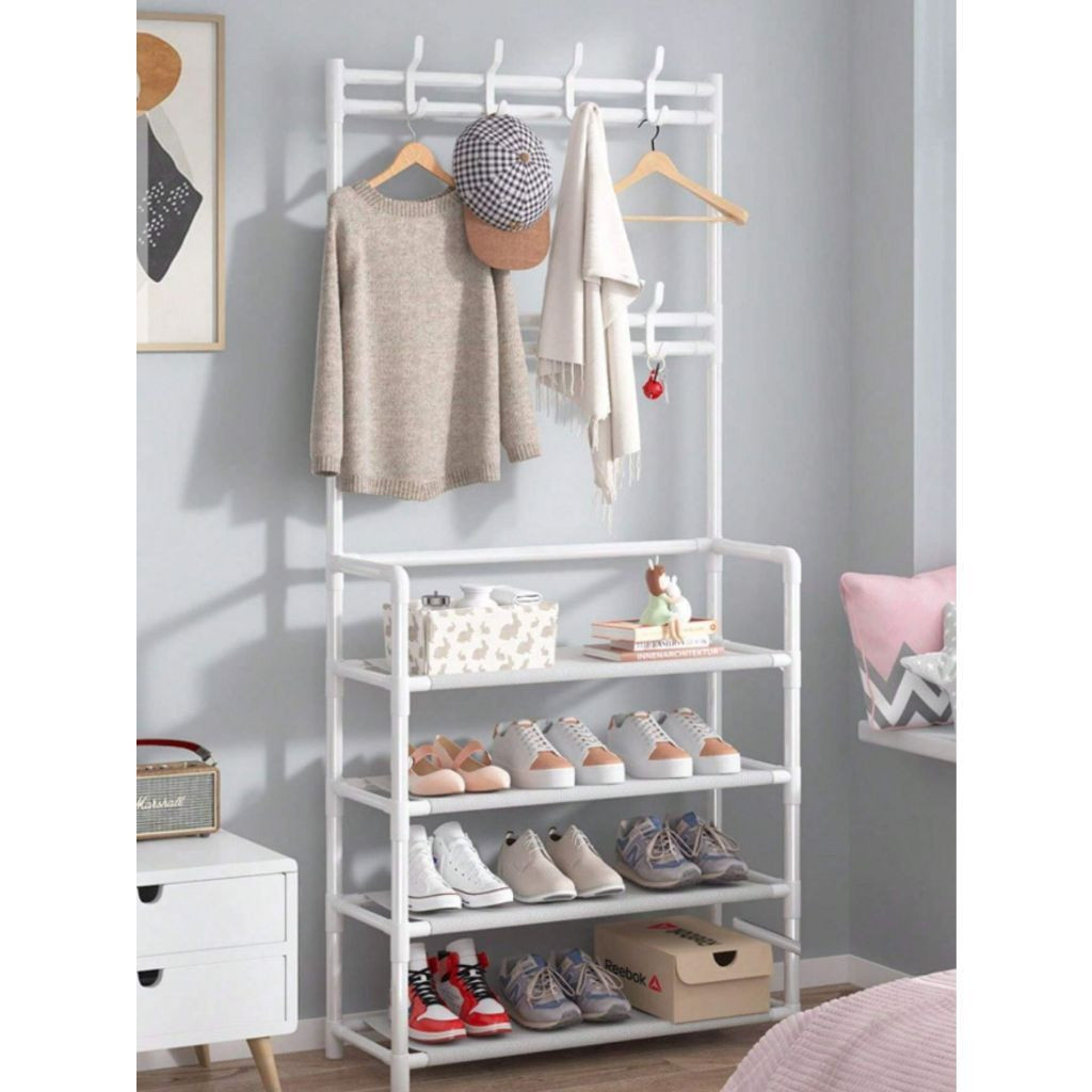 Arara 4/5 Andar Sapateira Organizadora Cabideiro Suporte Multiuso Sapato Tenis Roupa Quarto Armários