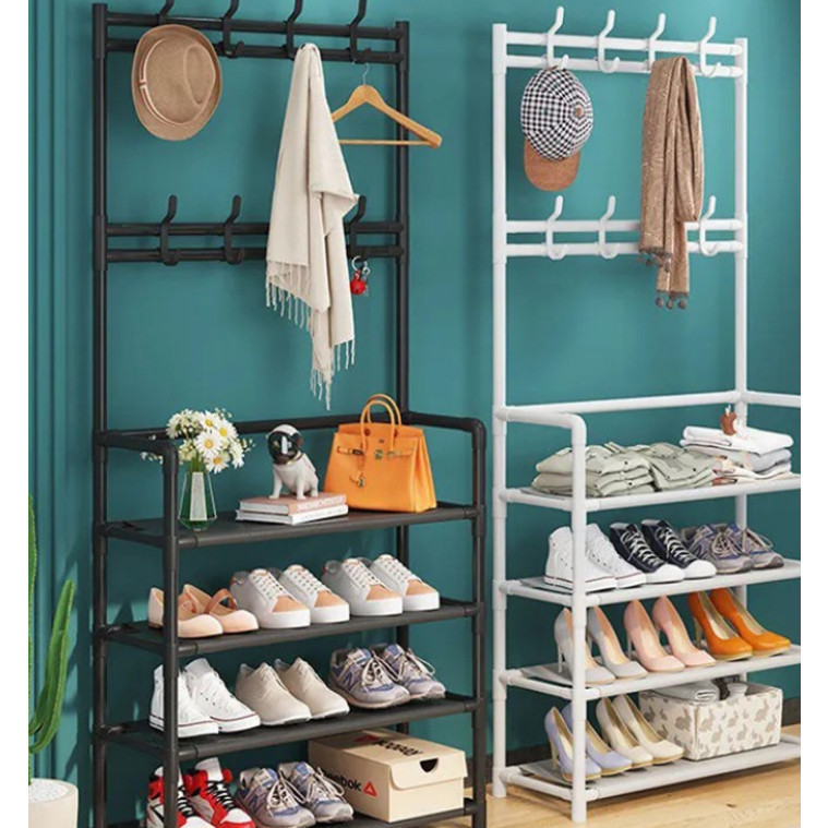 Arara 4/5 Andar Sapateira Organizadora Cabideiro Suporte Multiuso Sapato Tenis Roupa Quarto Armários