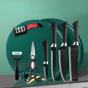 Kit Tábua Premuim Com Kit 6 Pecas de Facas de Corte Antibacteriana À Prova De Mofo 30cm